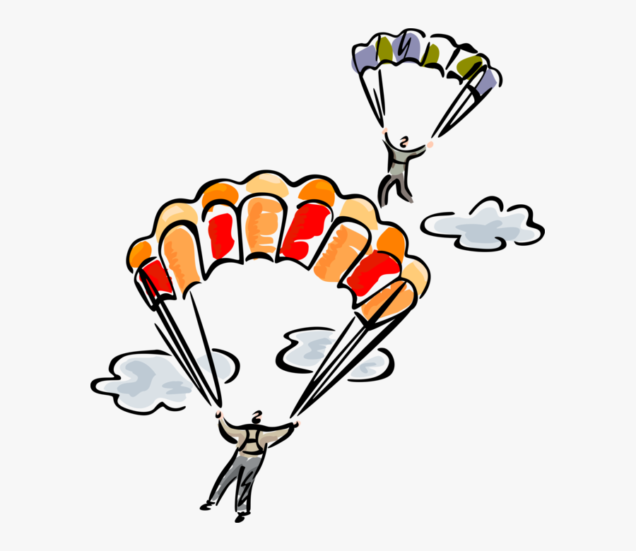 Vector Illustration Of Skydiving Skydiver Parachutists , Free