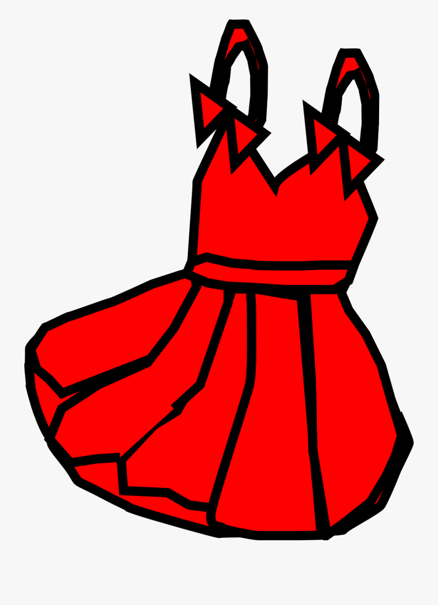 Dress, Red, Short, Summer - Red Dress Clip Art, Transparent Clipart