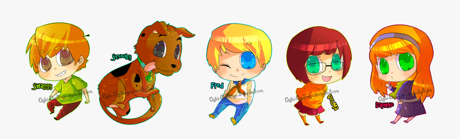 Chibi Movie Game Characters - Chibi Scooby Doo Characters, Transparent Clipart