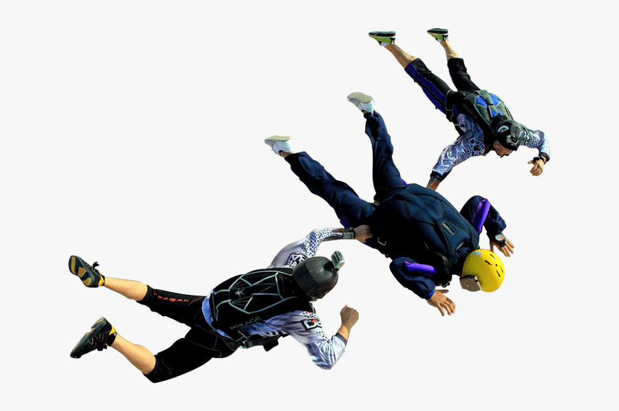 Triple Skydivers Before Opening Parachute - Skydivers Png, Transparent Clipart