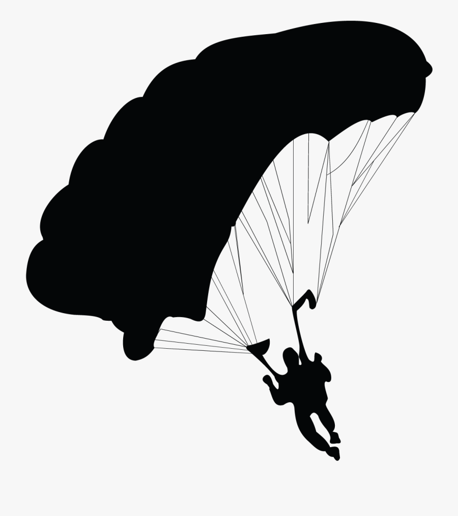 Parachuting Clip Art Transprent - Parachute Man Silhouette Png, Transparent Clipart