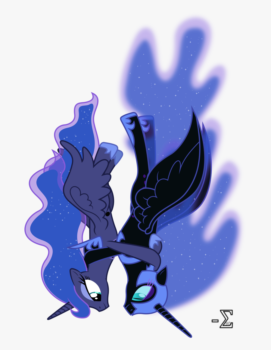 Nightmare Moon And Princess Luna Skydiving By 90sigma - Mlp Princess Base Nightmare Moon And Luna, Transparent Clipart