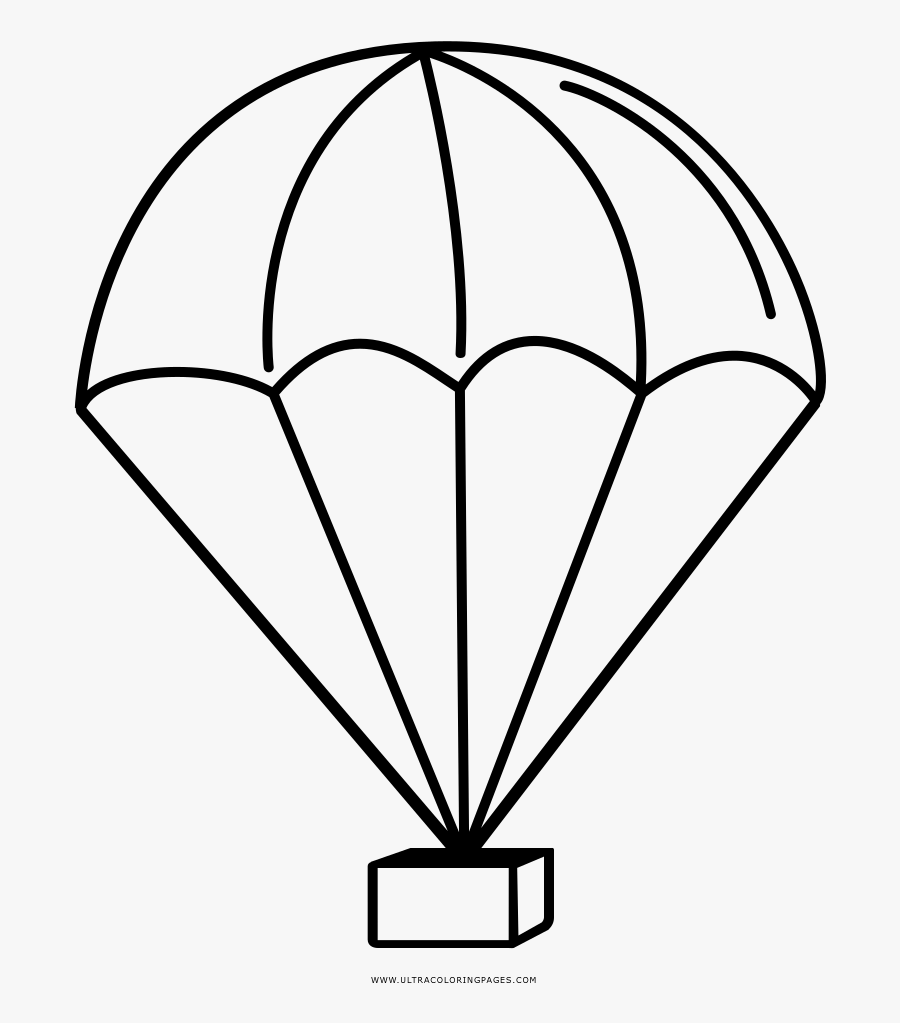 Parachute Coloring Page - Parachute Black And White Clipart, Transparent Clipart
