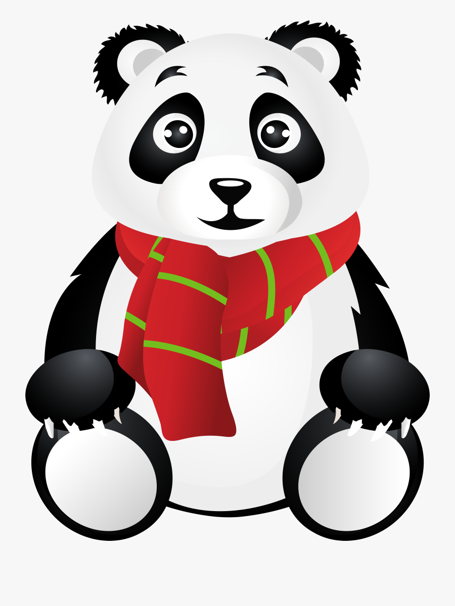 Panda With Scarf Transparent Clip Art, Transparent Clipart