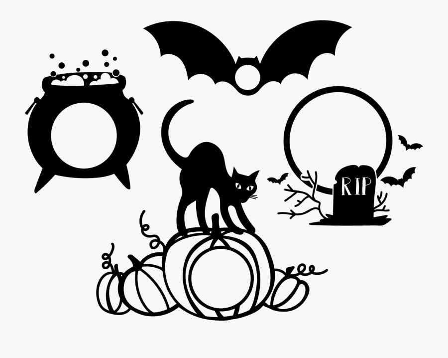 Flourish Clipart Monogram Frame - Silhouette, Transparent Clipart