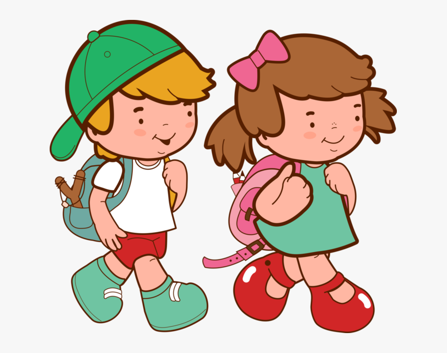 Imágenes De Niños Y Niñas En La Escuela - Student With School Bag Cartoon, Transparent Clipart