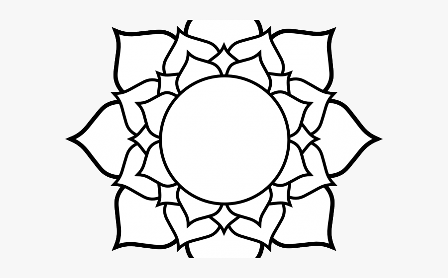Transparent Flower Pattern Clipart - Lotus Flower From Above Drawing, Transparent Clipart