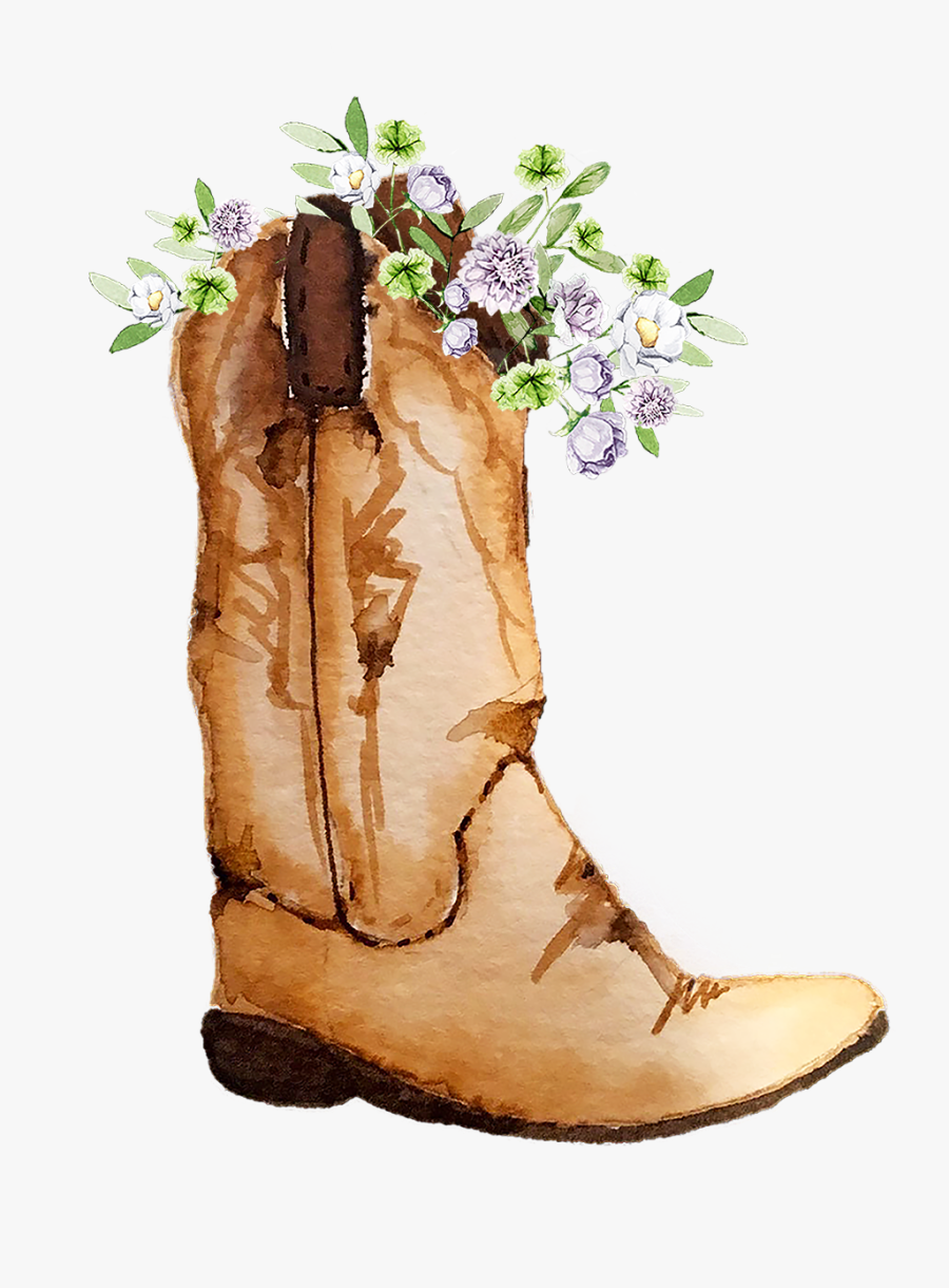 Cowboy Boot Clipart Flower - Cowboy Boot With Flowers Png, Transparent Clipart