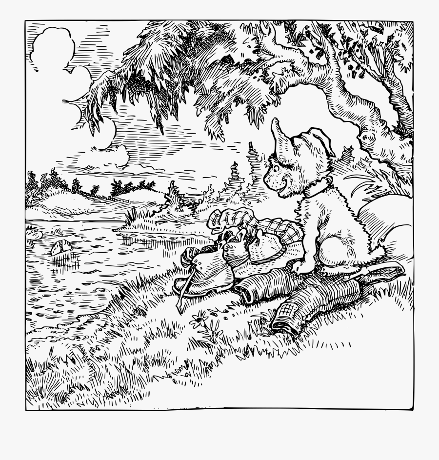 Happy Puppy And Skinny Dipper Clip Arts - Black And White Clipart Dog By River, Transparent Clipart