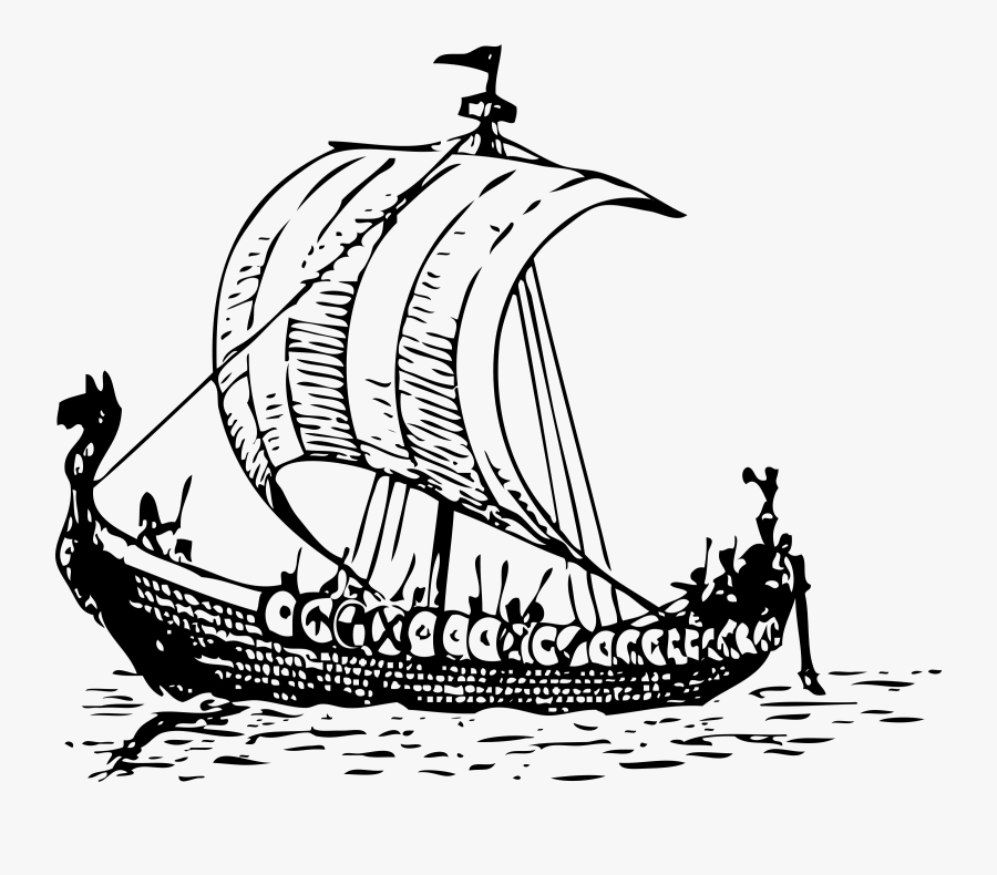 Battleship Drawing Old - Viking Ship Clipart Black And White, Transparent Clipart