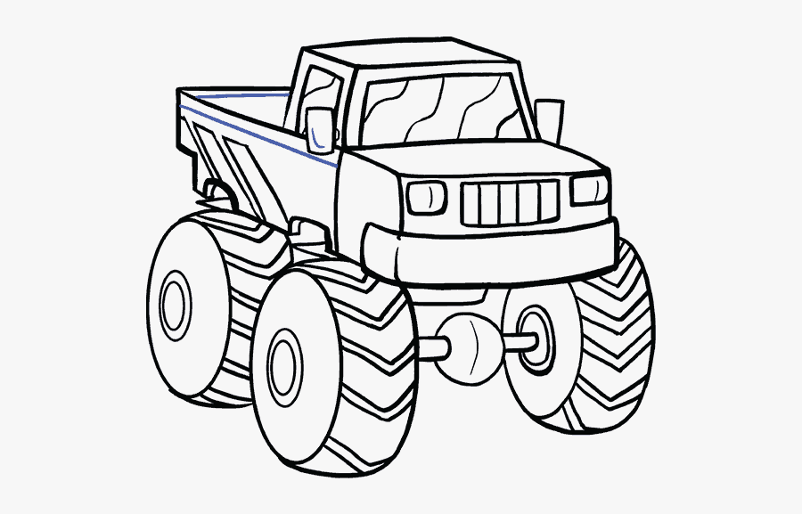 Easy Monster Truck Drawing, Transparent Clipart