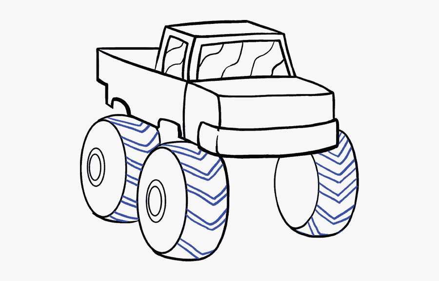 Firetruck Drawing Free Download On Unixtitan - Easy Monster Truck Drawing, Transparent Clipart