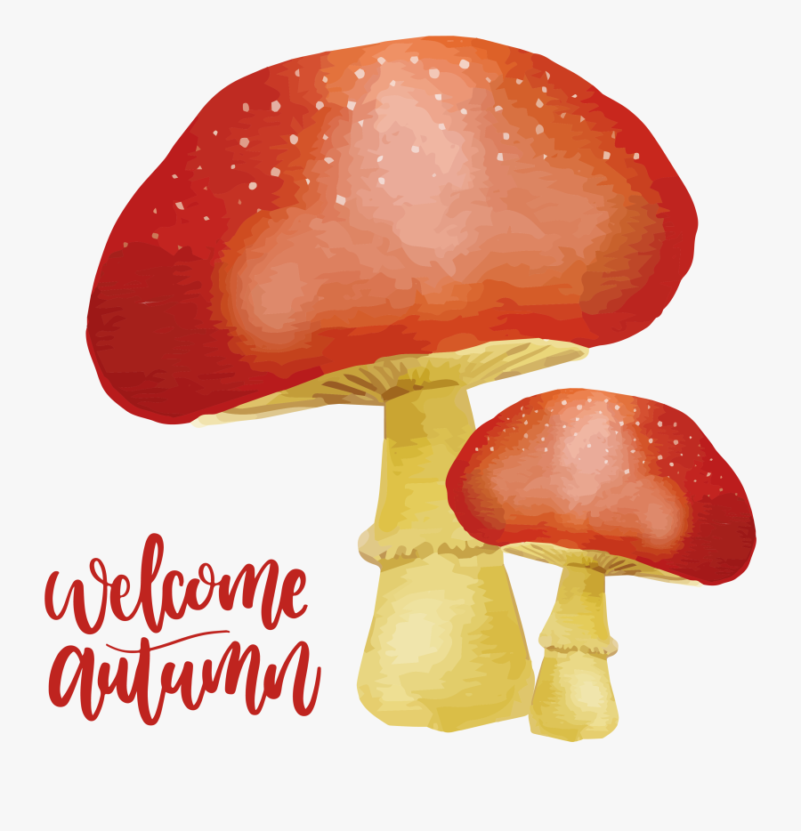 Autumn Painting Download Welcome - Mushroom Vector Png Watercolor, Transparent Clipart