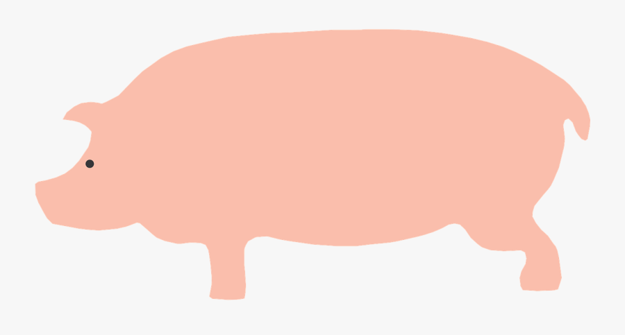Pink,domestic Pig,suidae,clip Art,livestock - Pig Cartoon Side View, Transparent Clipart