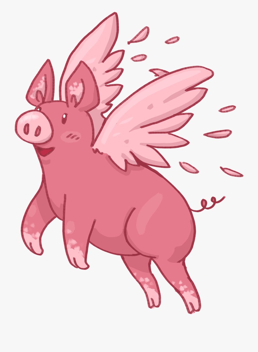 Svg Black And White Library Flying Pigs Clipart - Cartoon, Transparent Clipart