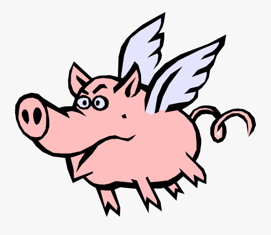Vector Illustration Of Flying Swine Pig With Wings - Procter And Gamble Funny, Transparent Clipart