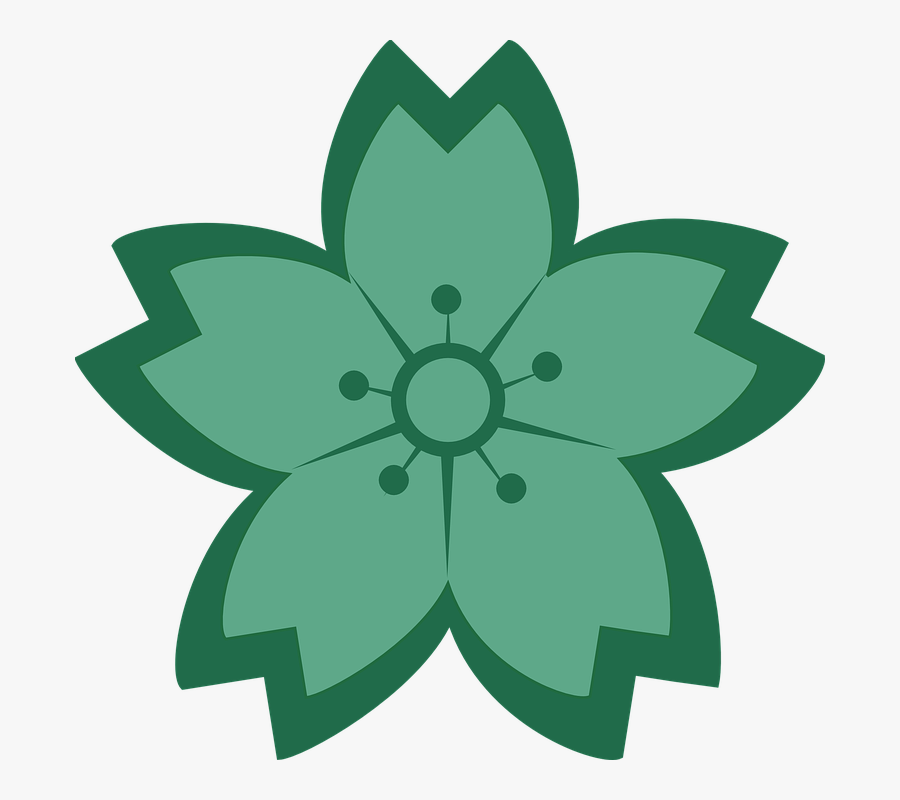 Teal Sakura Svg Clip Arts - Cartoon Cherry Blossom Flower, Transparent Clipart