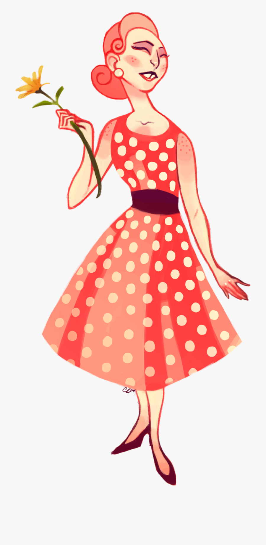 Original Characters Based Off Of A Caddy Vintage Housewife - Polka Dot, Transparent Clipart