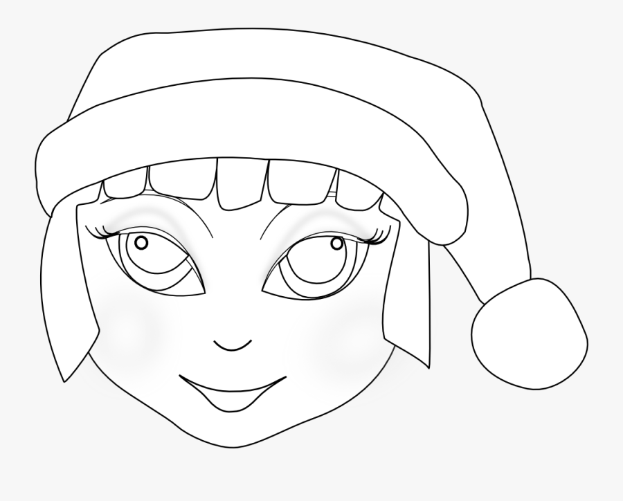 Christmas Elf Anime Black White Line Art Xmas Holiday - Cartoon, Transparent Clipart
