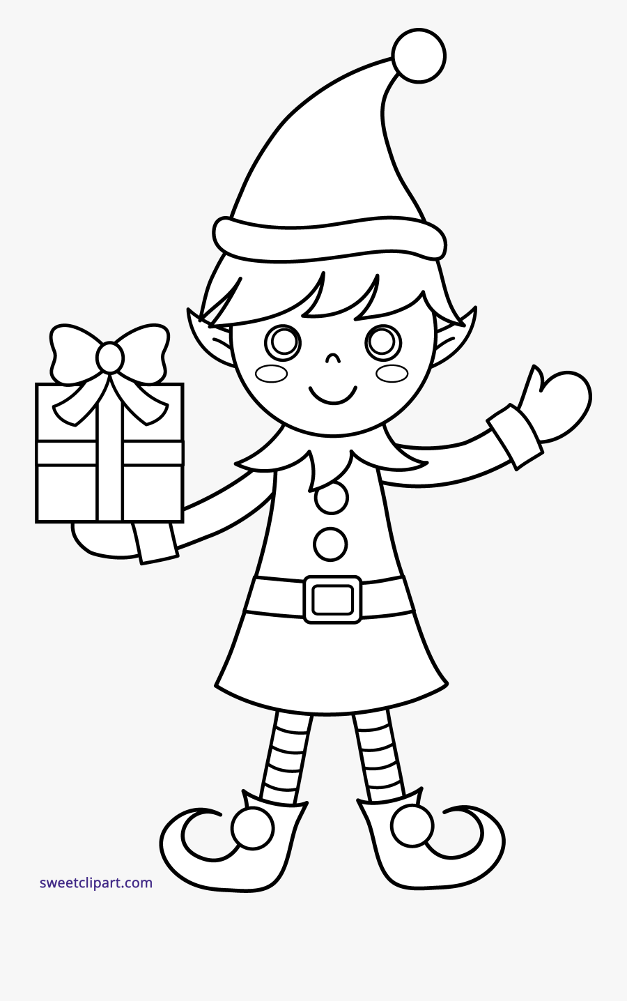 Christmas Black And White Clipart Elf - Christmas Elf Clipart Black And White, Transparent Clipart