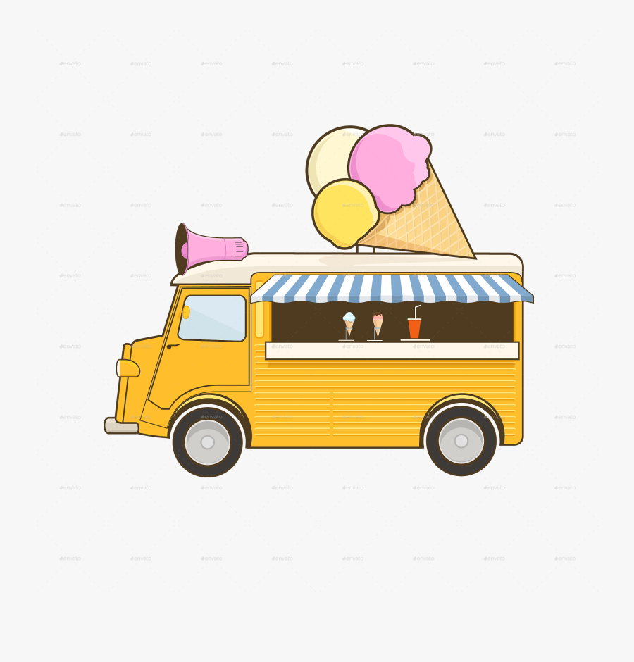 Clipart Bus Ice Cream - Ice Cream Truck No Background, Transparent Clipart