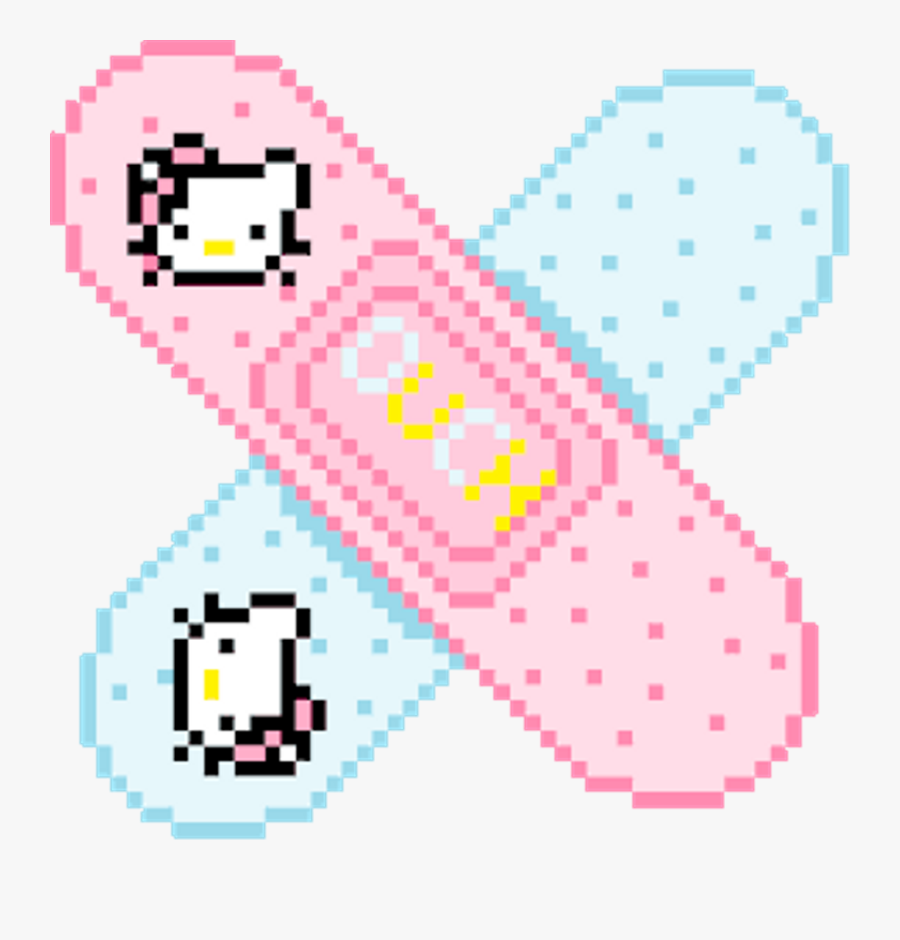 Hello Kitty Band-aid Pixel Art Drawing Adhesive Bandage - Pixel Art Kawaii Png, Transparent Clipart