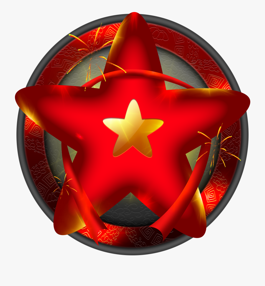 Pentagram Red Pointed Star Streamer Chinese Style Png - Emblem, Transparent Clipart