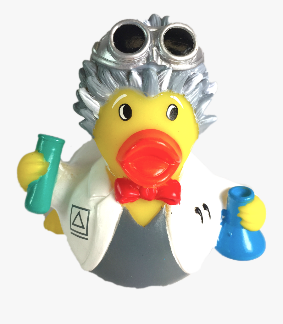 Mad Scientist Rubber Duck With Spiked Silver Hair, - Duck Lab Coat, Transparent Clipart