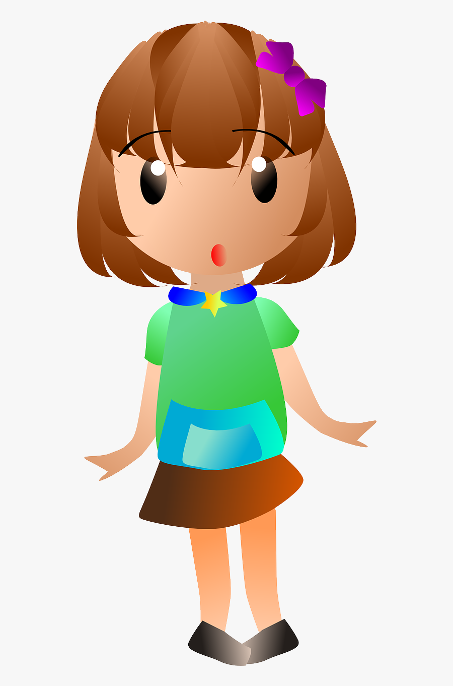 Girl Cute Embarrassed Free Picture - Kız Çocuk Resmi Çizim, Transparent Clipart