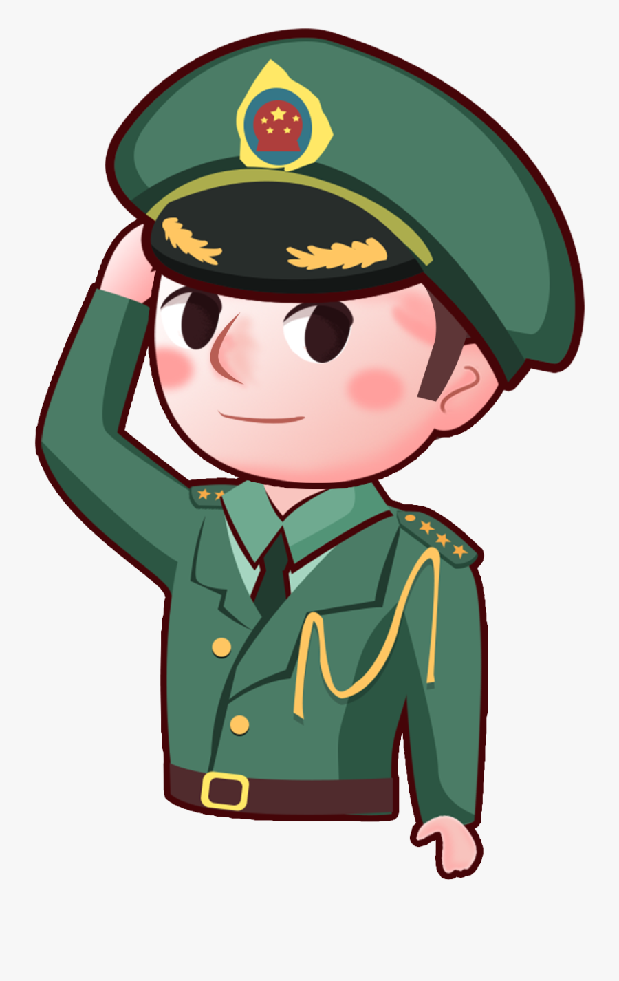 Cartoon Version Saluting Army Soldier - Cartoon Military Soldier Png
