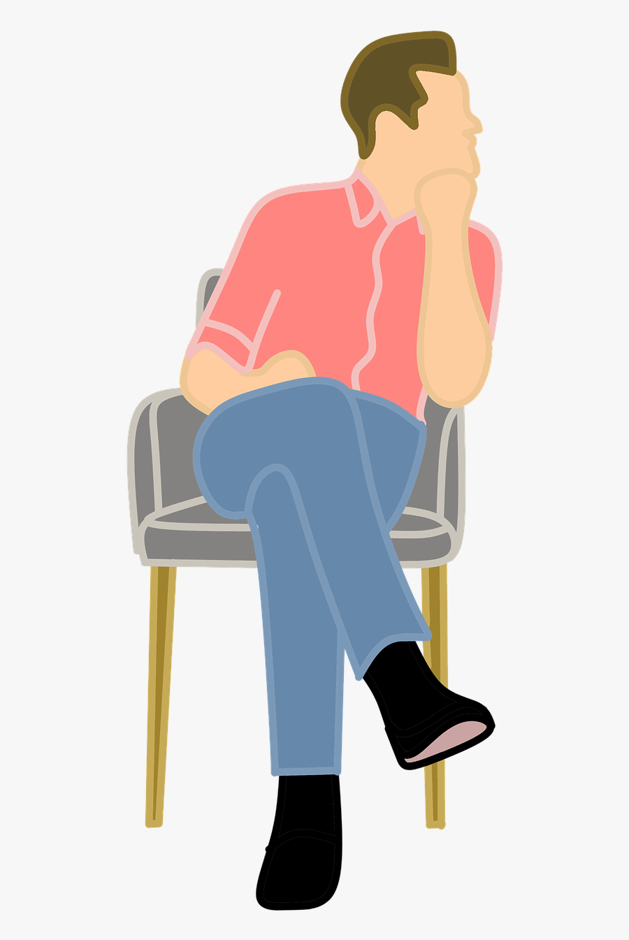 Man Thinking Set - Man Sitting In A Chair Cartoon, Transparent Clipart