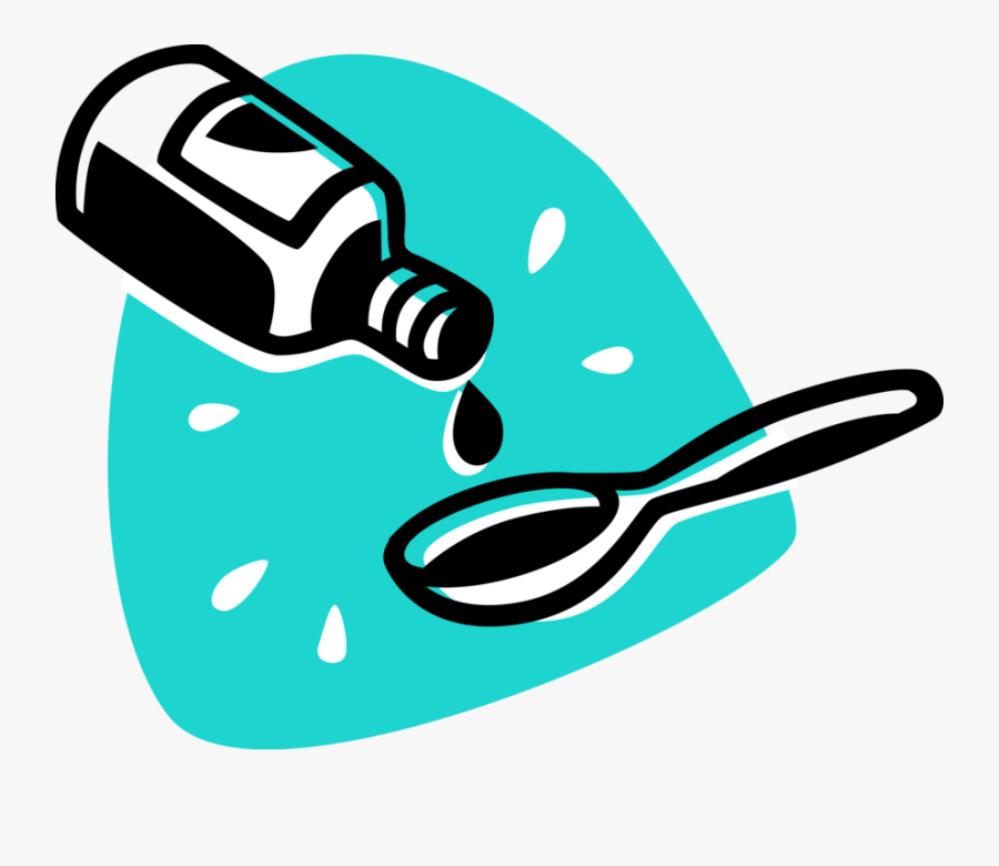 Vector Illustration Of Spoon And Medication Cough Syrup - Cough Syrup Icon, Transparent Clipart