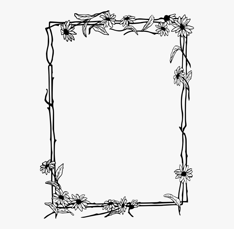 Picture Frame,monochrome Photography,home Fencing - Daisies Border Black And White, Transparent Clipart