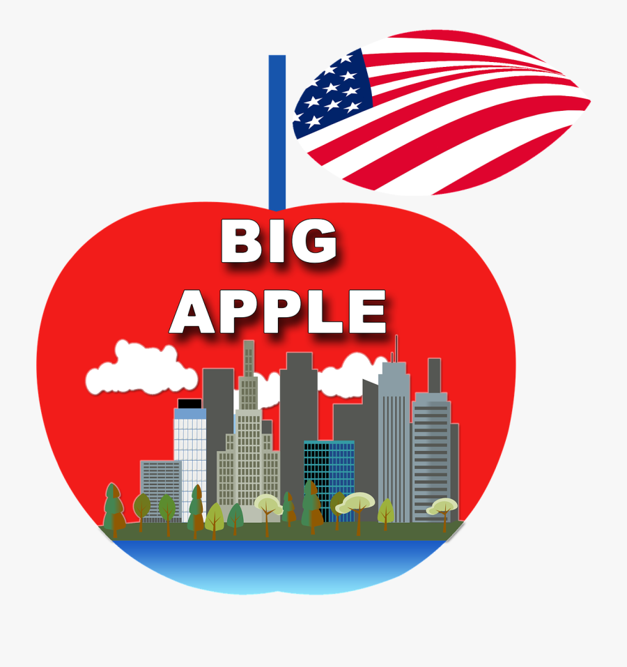 Apple New York Ny Manhattan Free Picture - City Skyline Clip Art, Transparent Clipart