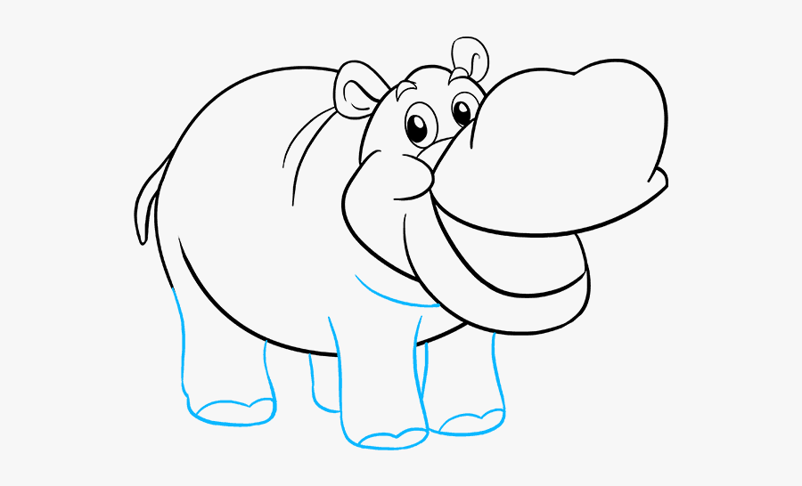 How To Draw A Hippo - Cartoon Hippos Drawing, Transparent Clipart