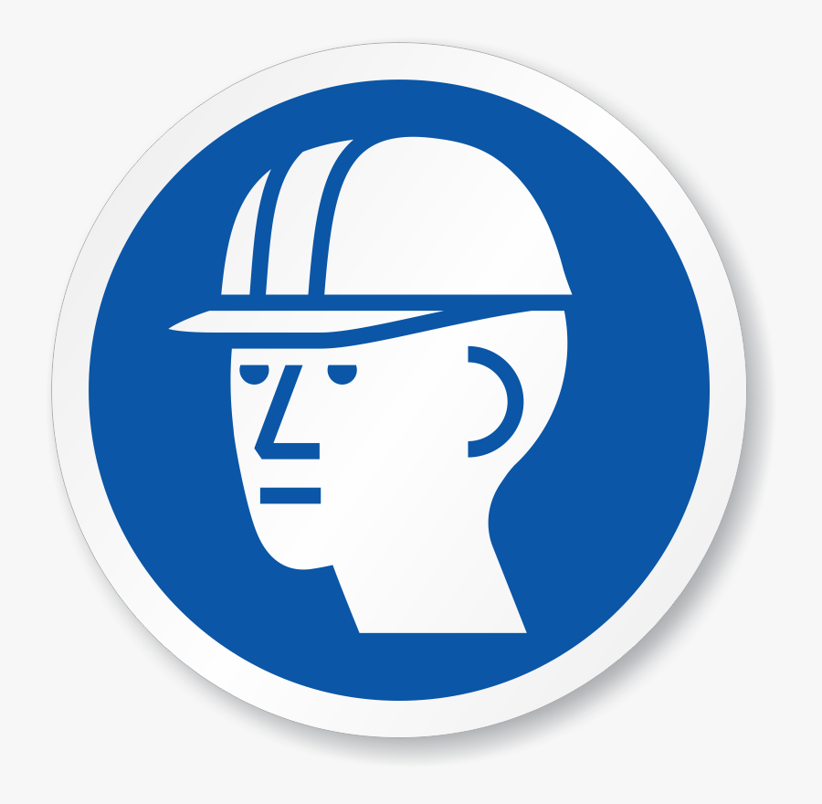 Iso Circular Hard Hat Required Symbol Sign, Sku - Warning Hard Hat Area, Transparent Clipart