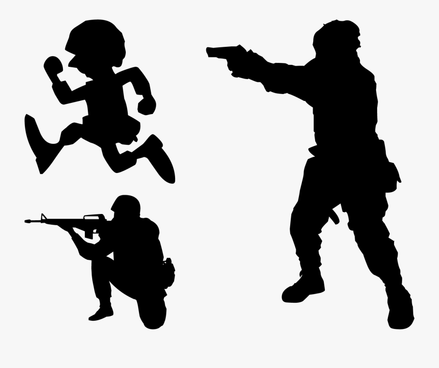Military Clipart Army Shooting - Silhouette Of Soldier Shooting, Transparent Clipart