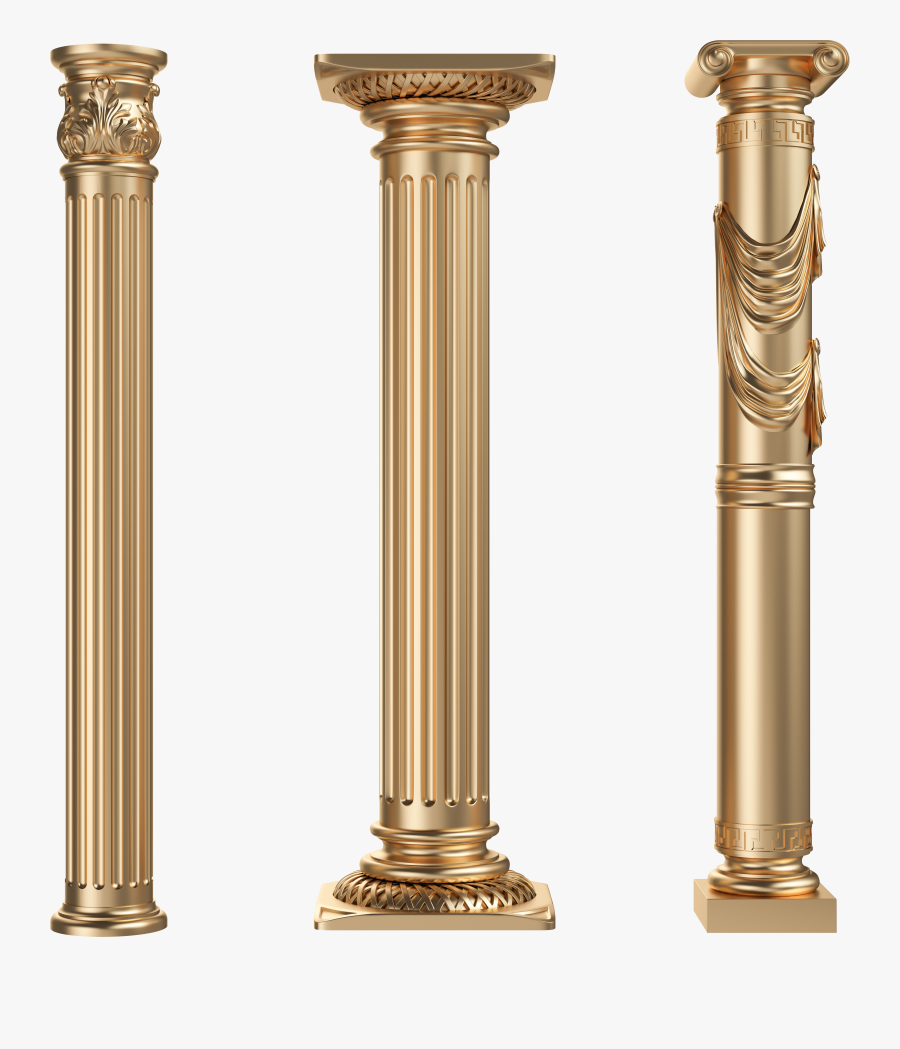 Style Gold Column Pole Roman Retro European Clipart - Pillars Png, Transparent Clipart