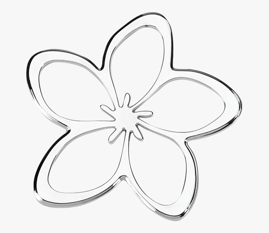 Plumeria Flower 3d Chrome Plated Sticker - Black-and-white, Transparent Clipart