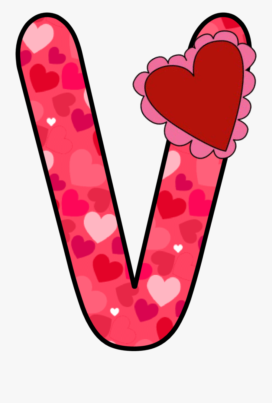 Clipart Hearts Script - Letter V Pink Png, Transparent Clipart