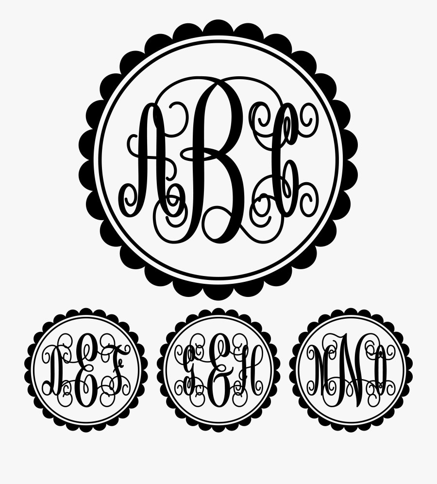 Circle Clipart Monogram Frame - Monogram Script Scalloped Circle, Transparent Clipart