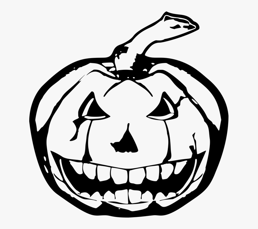 Pumpkin On The Ground Clipart - Spooky Jack O Lantern Drawing, Transparent Clipart