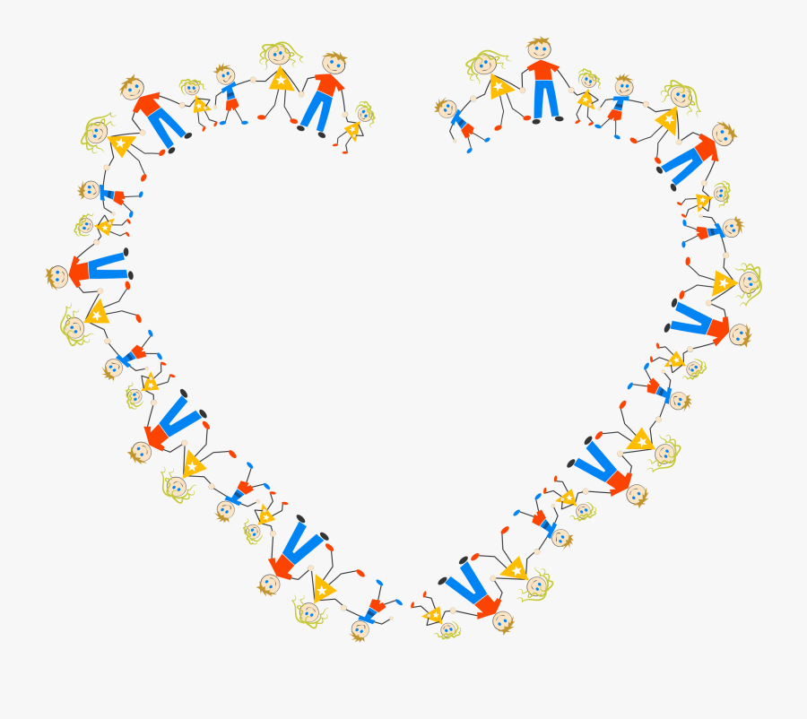 Stick Figure Family Heart Image Transparent Library - Stick Figures Around Heart, Transparent Clipart