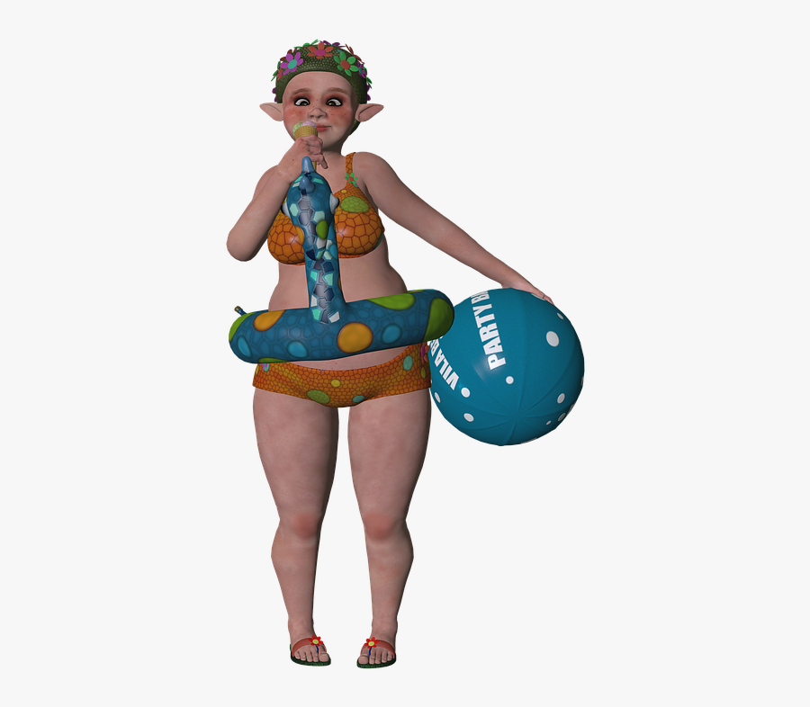 Gambar Wanita Bikini Dengan Bola Pantai, Transparent Clipart