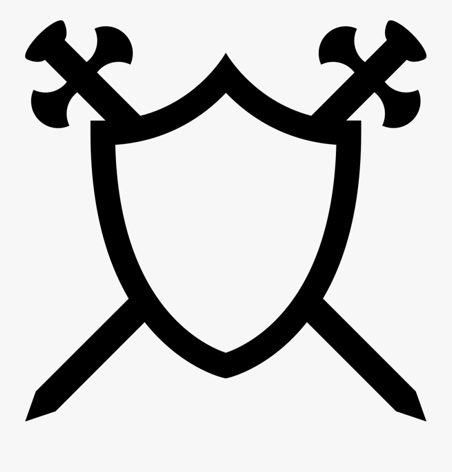 Shield With Two Swords In Cross Svg Png Icon Free Download - Shield With 2 Swords, Transparent Clipart