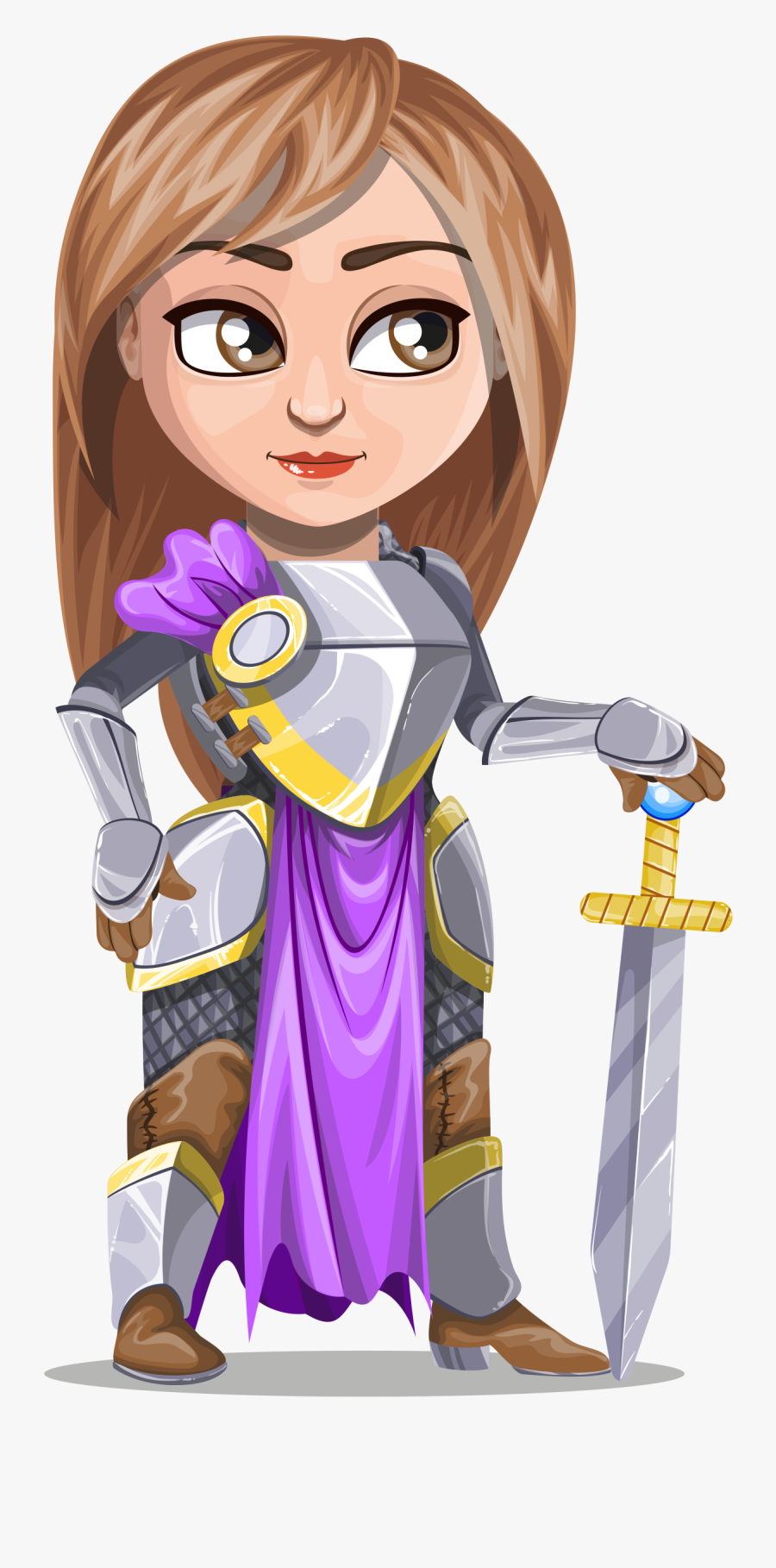 Knights Clipart Warrior - Female Knight Cartoon, Transparent Clipart