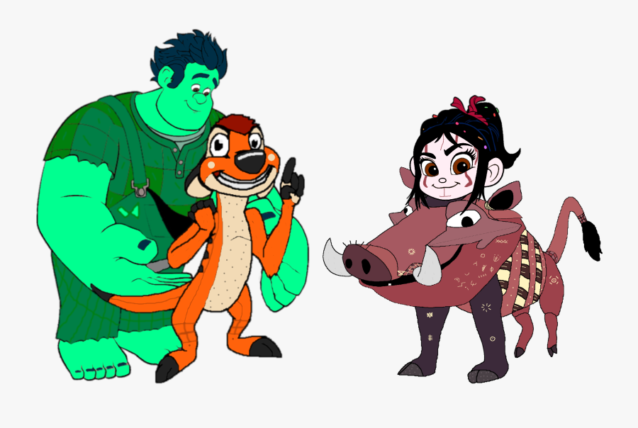 Wreck-it Ralph Characters Dressed As The Lion King - Timon And Pumbaa Lions, Transparent Clipart