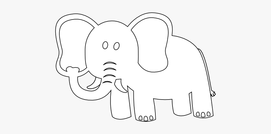 Colorful Animal Elephant Black White Line Art 555px - Indian Elephant, Transparent Clipart