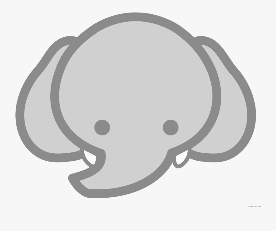 Grey Elephant Animal Free Black White Clipart Images - Baby Elephant Face Cartoon, Transparent Clipart