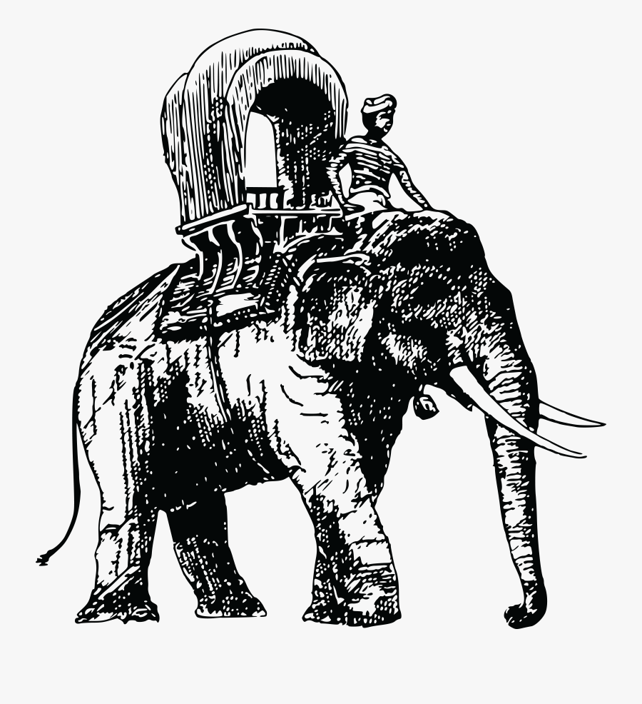 Free Clipart Of An Elephant - Riding Elephant Clipart Black And White Transparent, Transparent Clipart